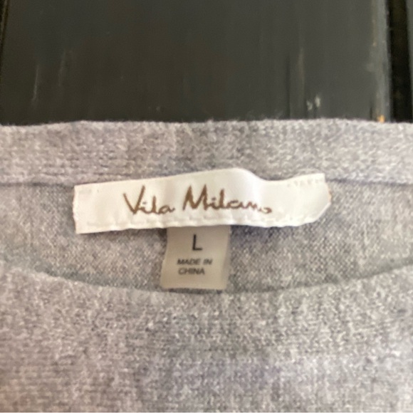 Vila Milano Sweater Womens L Gray Textured Dolman Sleeve Pullover Stretch - Picture 3 of 7